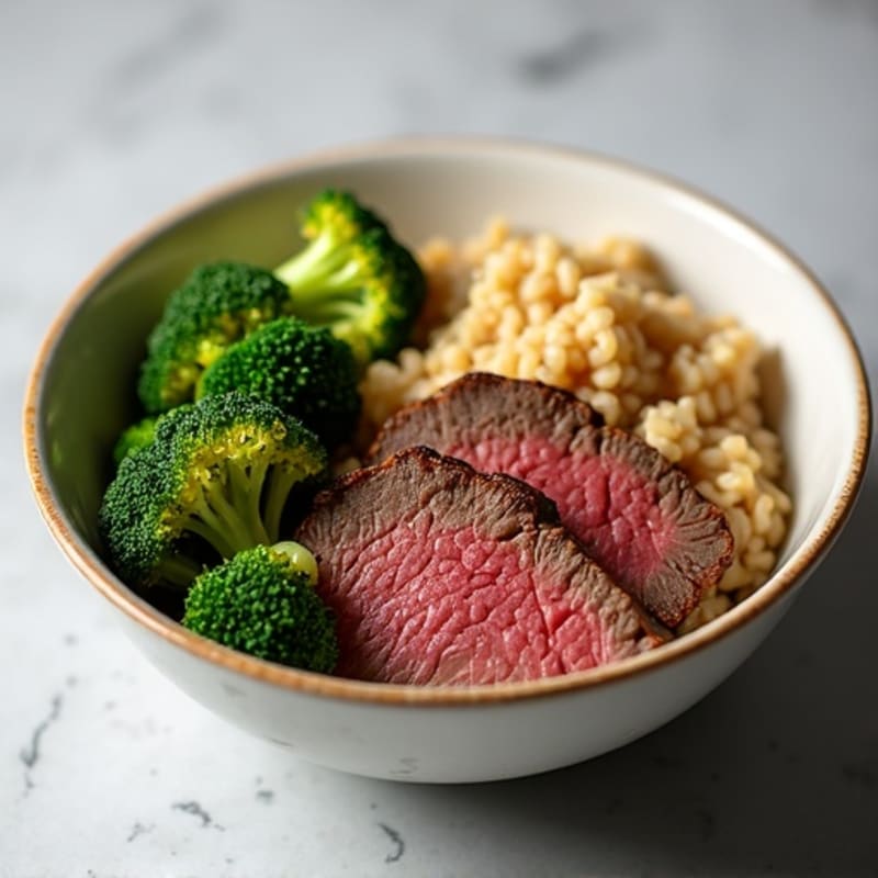 Tender Beef and Roasted Broccoli Rice Bowl