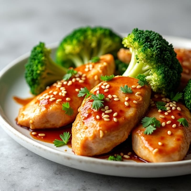 Ginger-Sesame Chicken with Crispy Broccoli