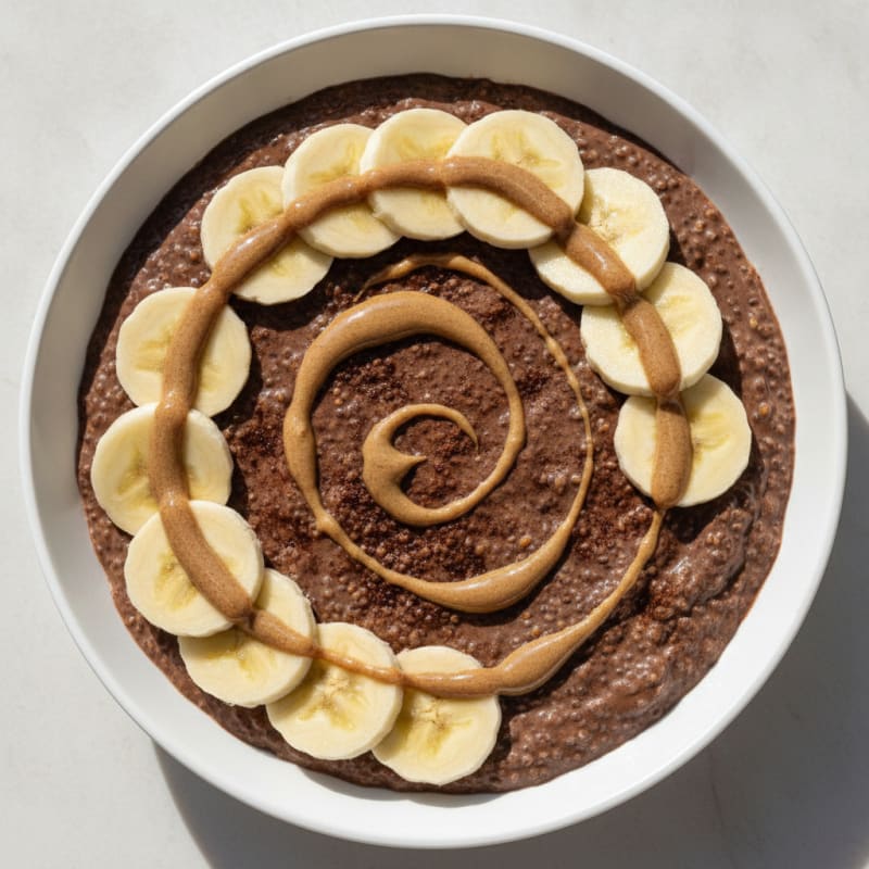Chocolate Protein Chia Pudding with Sliced Banana