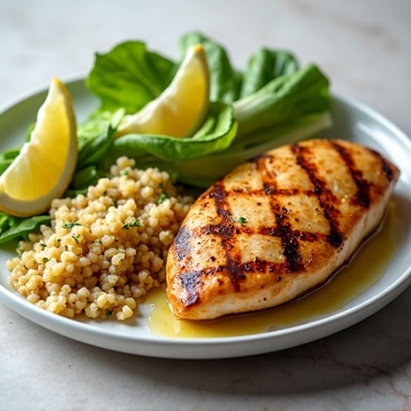 Grilled Chicken Breast with Crisp Romaine and Quinoa Salad