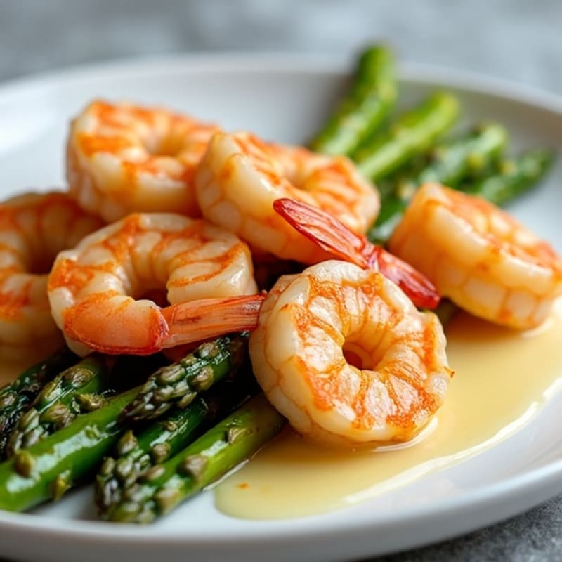 Pan-Seared Garlic Butter Shrimp with Roasted Asparagus