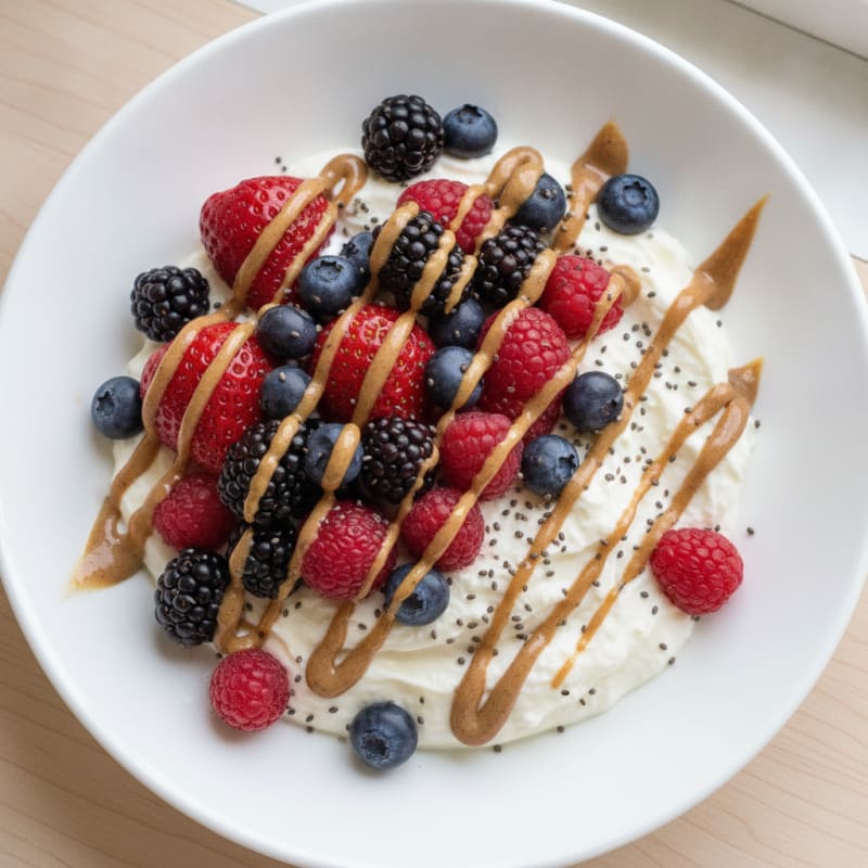 Silky Greek Yogurt Protein Pudding with Mixed Berries