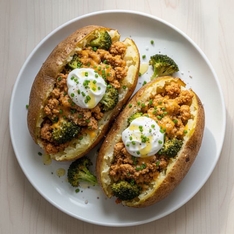 Loaded Baked Potatoes with Broccoli and Cheddar
