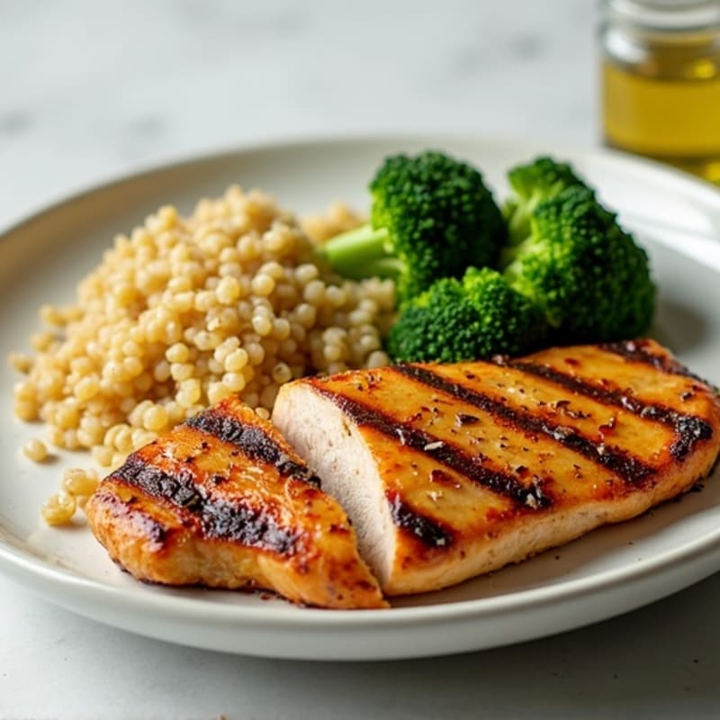 Grilled Turkey Breast with Roasted Broccoli and Quinoa