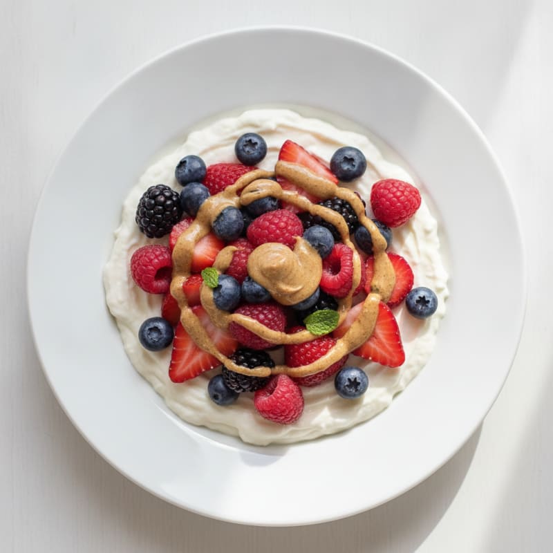 Silky Greek Yogurt Protein Pudding with Mixed Berries