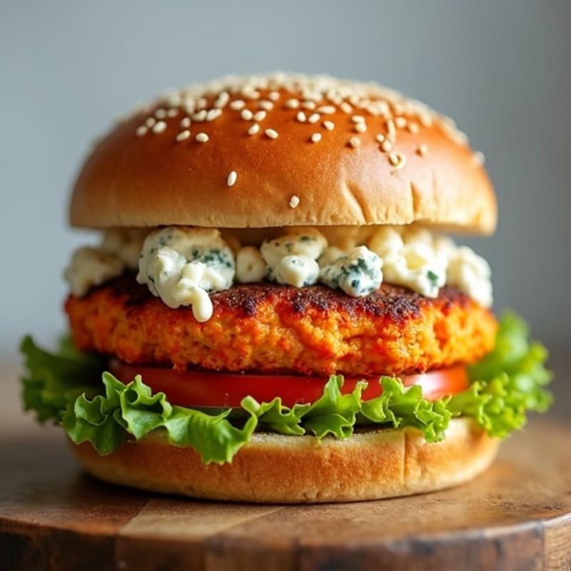 Lean Buffalo Turkey Burgers with Creamy Blue Cheese