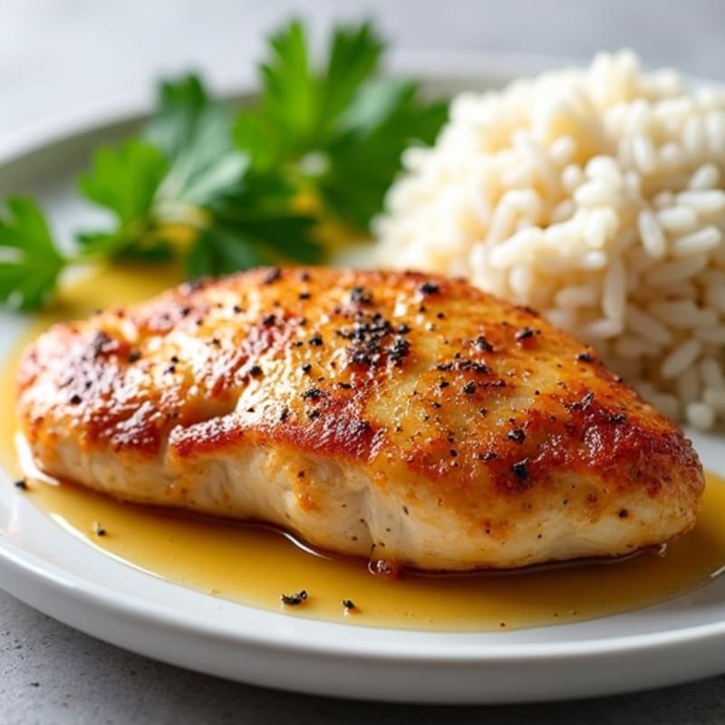 Juicy Pan-Seared Chicken Breast with Fluffy White Rice