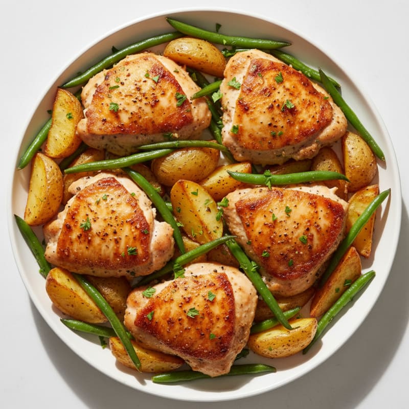 Crispy Roasted Chicken Thighs with Potatoes