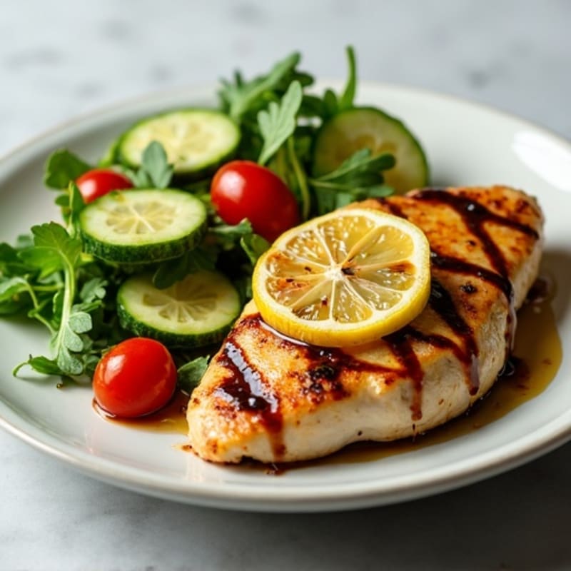 Lemon-Garlic Pan-Seared Chicken Breast with Crisp Green Salad