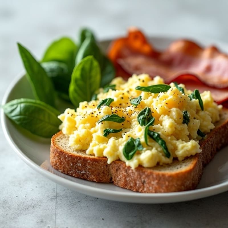 Egg White Scramble with Spinach and Turkey Bacon