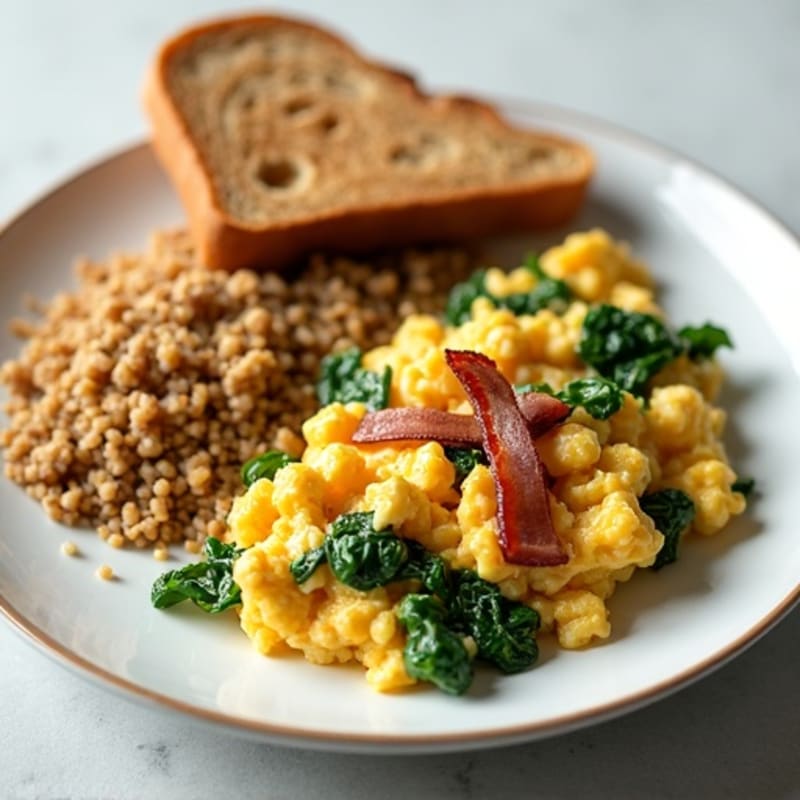 Egg White Scramble with Spinach and Turkey Bacon