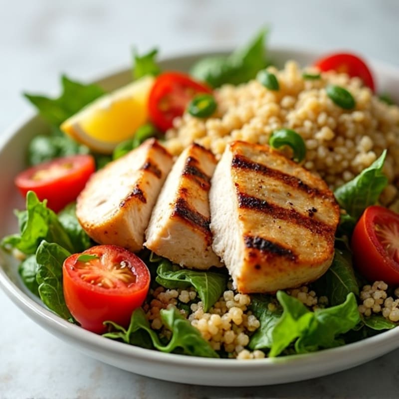 Grilled Chicken and Quinoa Salad with Leafy Greens