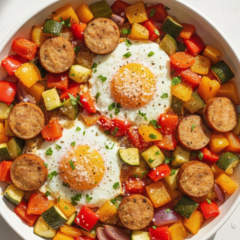Baked Eggs with Roasted Vegetables
