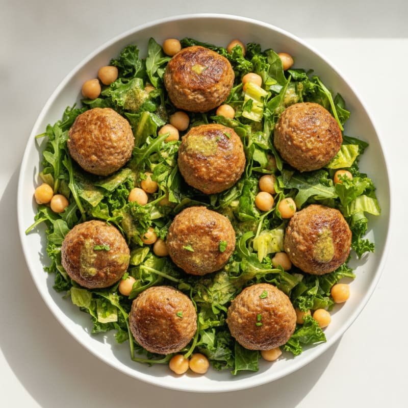 Mediterranean Meatball Salad with Herb Vinaigrette