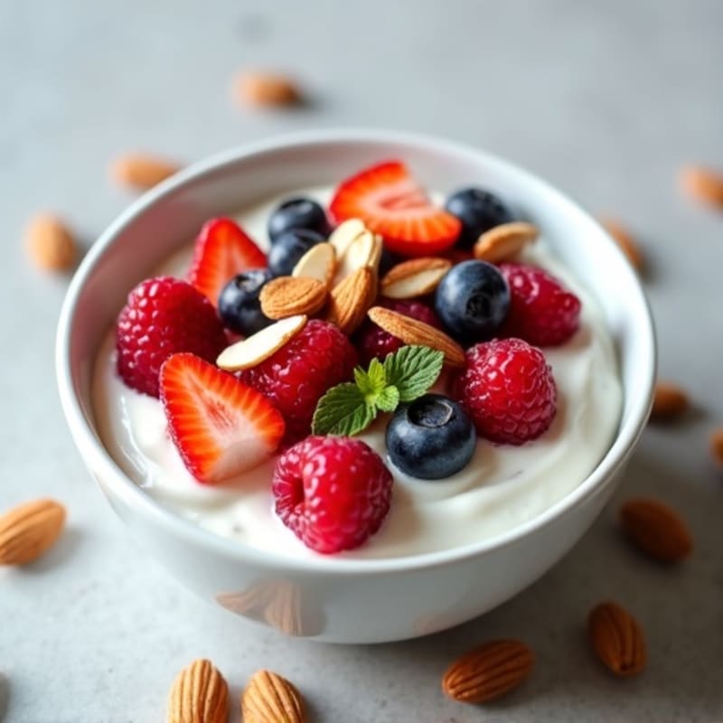 Creamy Greek Yogurt with Fresh Berries and Crunchy Almonds