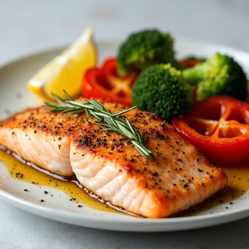 Herb-Crusted Pan Seared Salmon with Roasted Vegetables