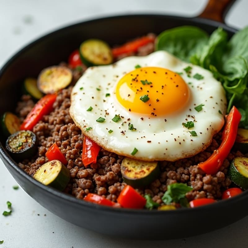 Herb-Seasoned Lean Ground Beef Skillet with Roasted Vegetables
