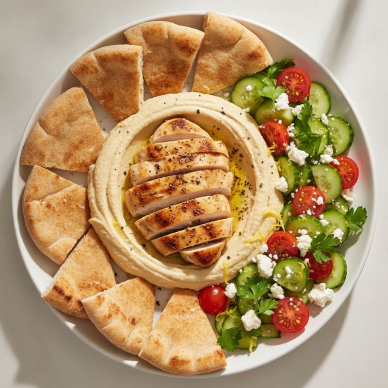 Mediterranean Hummus Platter with Toasted Pita
