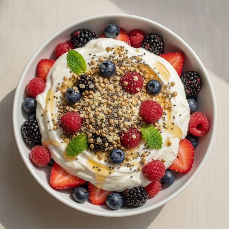 Greek Yogurt Protein Parfait with Mixed Berries