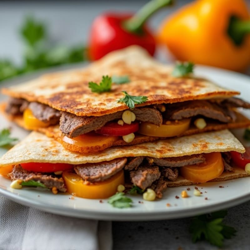 Crispy Lean Steak and Bell Pepper Quesadillas