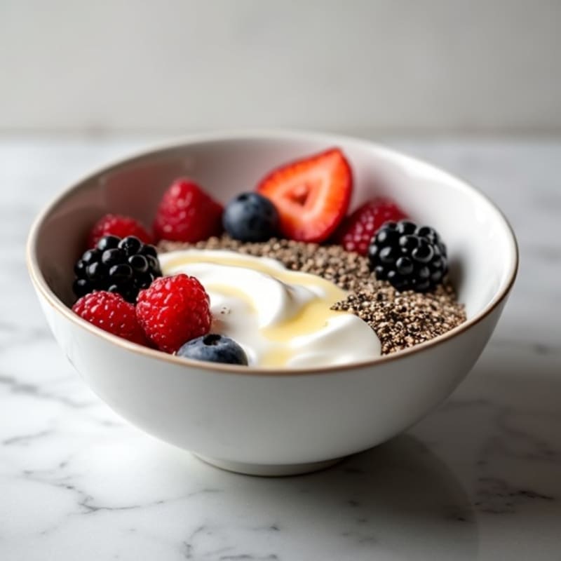 Silky Greek Yogurt Bowl with Chia Seeds and Fresh Berries