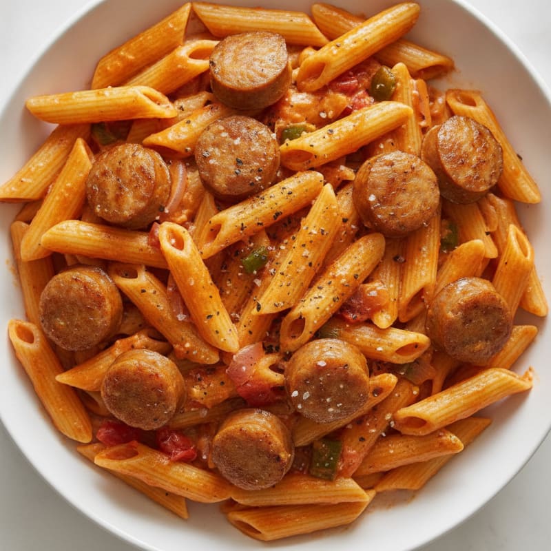 Sausage Pasta with Tomato Cream Sauce