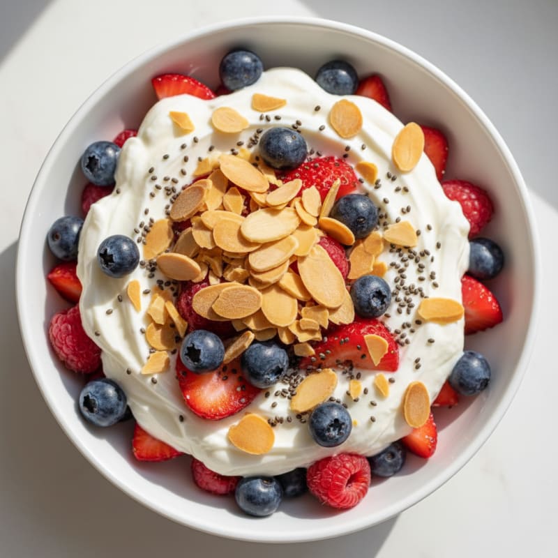 Creamy Greek Yogurt Parfait with Whey Protein and Mixed Berries