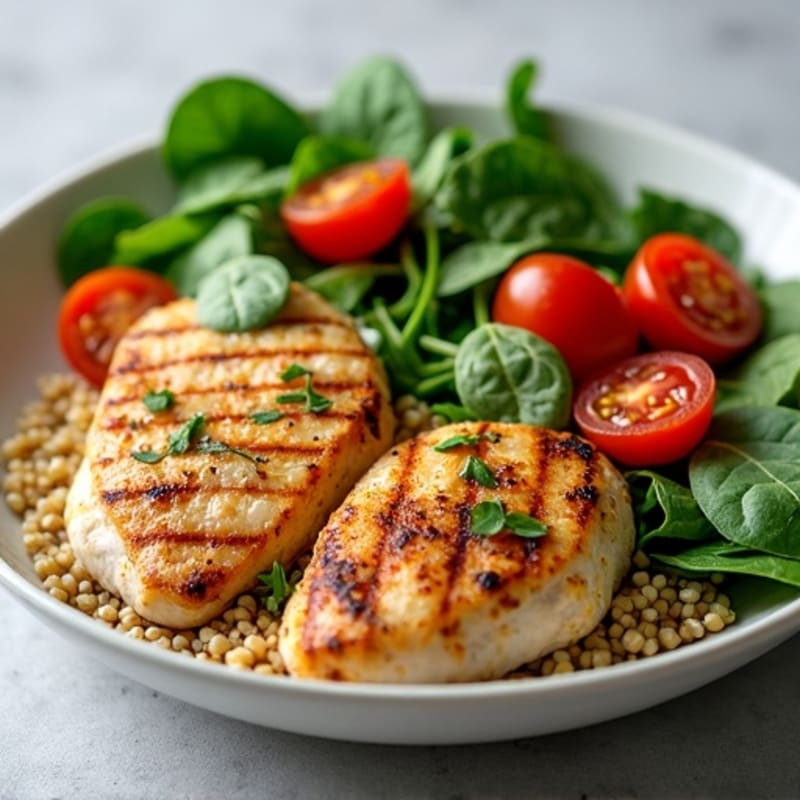 Grilled Chicken Breast with Spinach Quinoa Salad