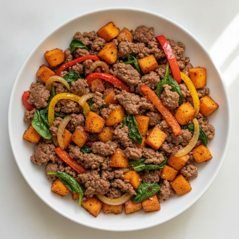 Sweet Potato Ground Beef Skillet
