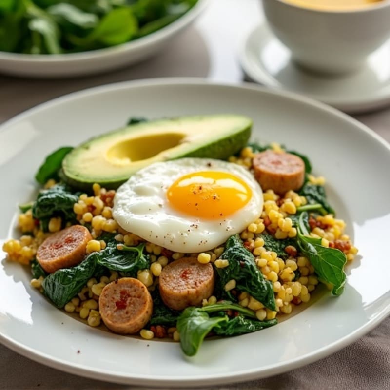 Egg White and Turkey Sausage Scramble with Spinach