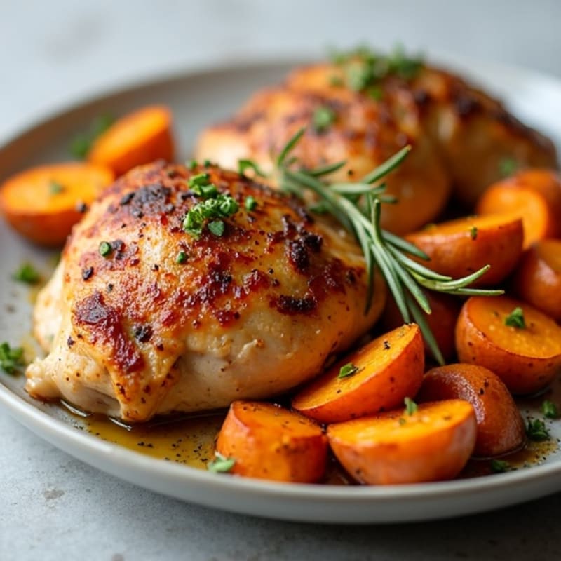 Sheet Pan Herb-Roasted Chicken Thighs with Sweet Potatoes