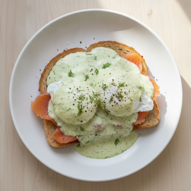 Smoked Salmon Eggs Benedict with Dill