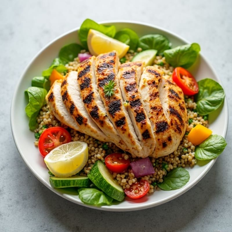 Grilled Chicken and Quinoa Salad with Crunchy Vegetables