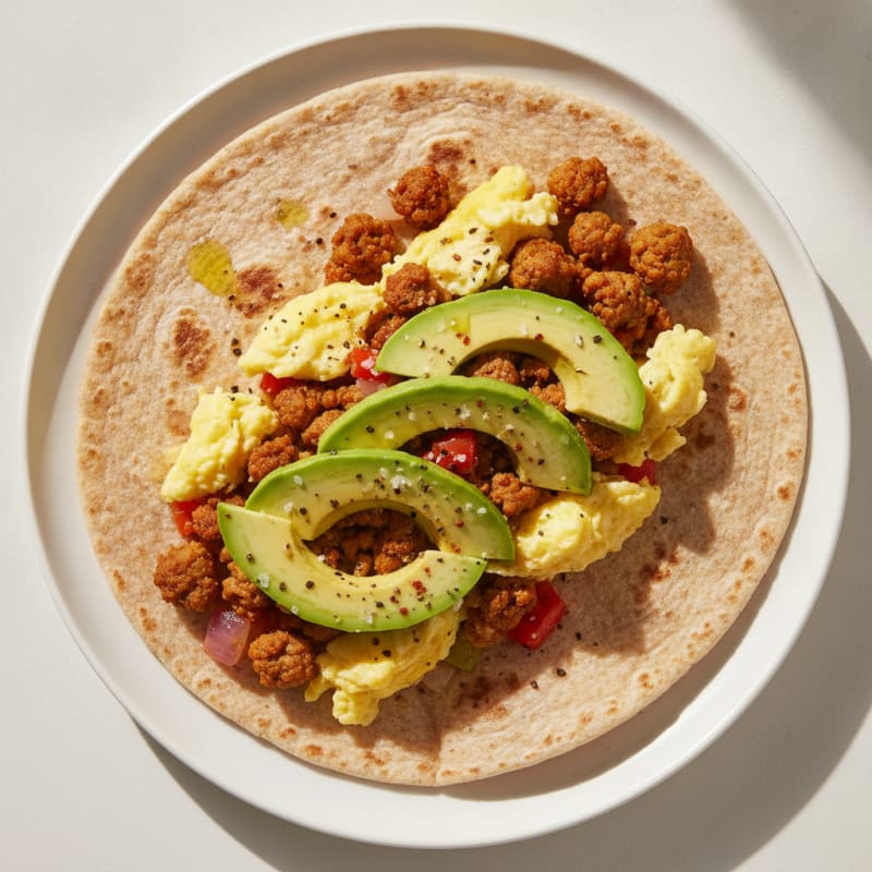 Loaded Chorizo Breakfast Burrito with Avocado