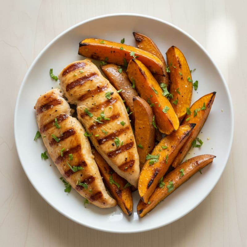 Grilled Sweet Potatoes and Chicken with Honey-Lime Glaze