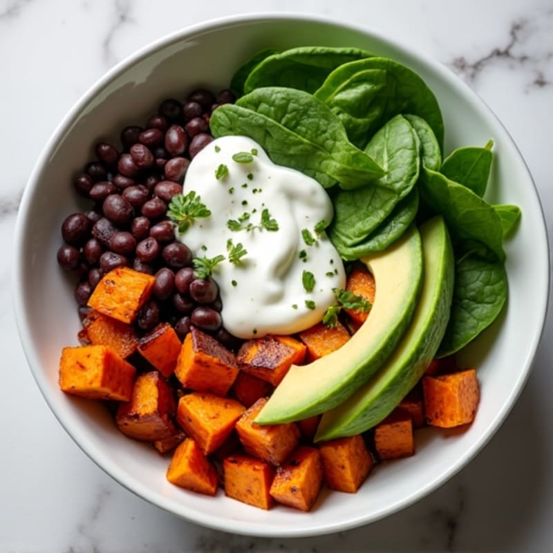 Creamy Black Bean and Roasted Sweet Potato Bowl