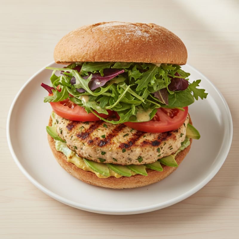 Grilled Chicken Burger with Mixed Greens