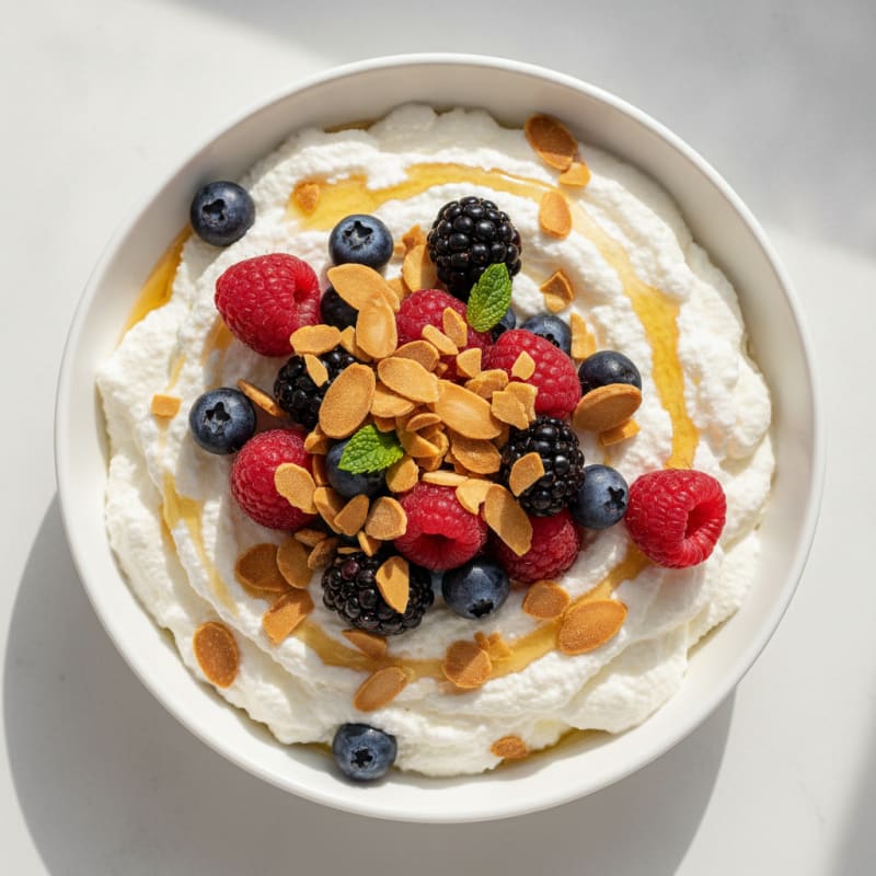 Silky Greek Yogurt Protein Mousse with Mixed Berries