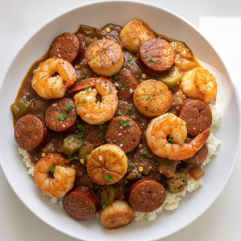 Shrimp, Scallop, and Sausage Gumbo