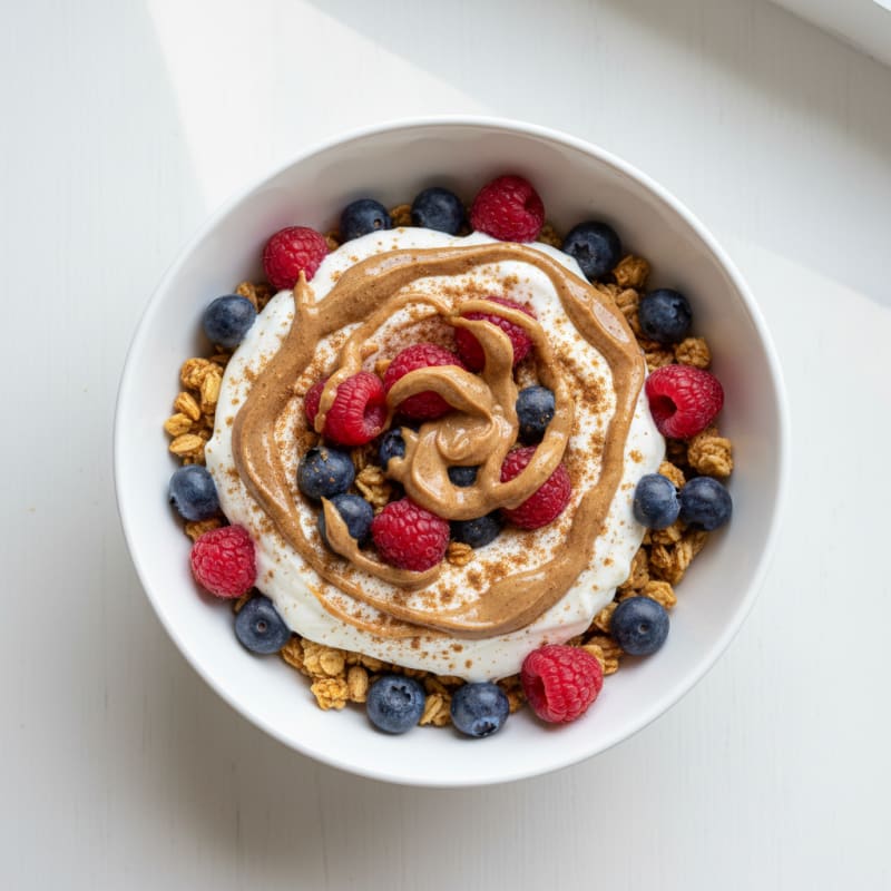 Creamy Greek Yogurt Parfait with Mixed Berries and Almond Butter