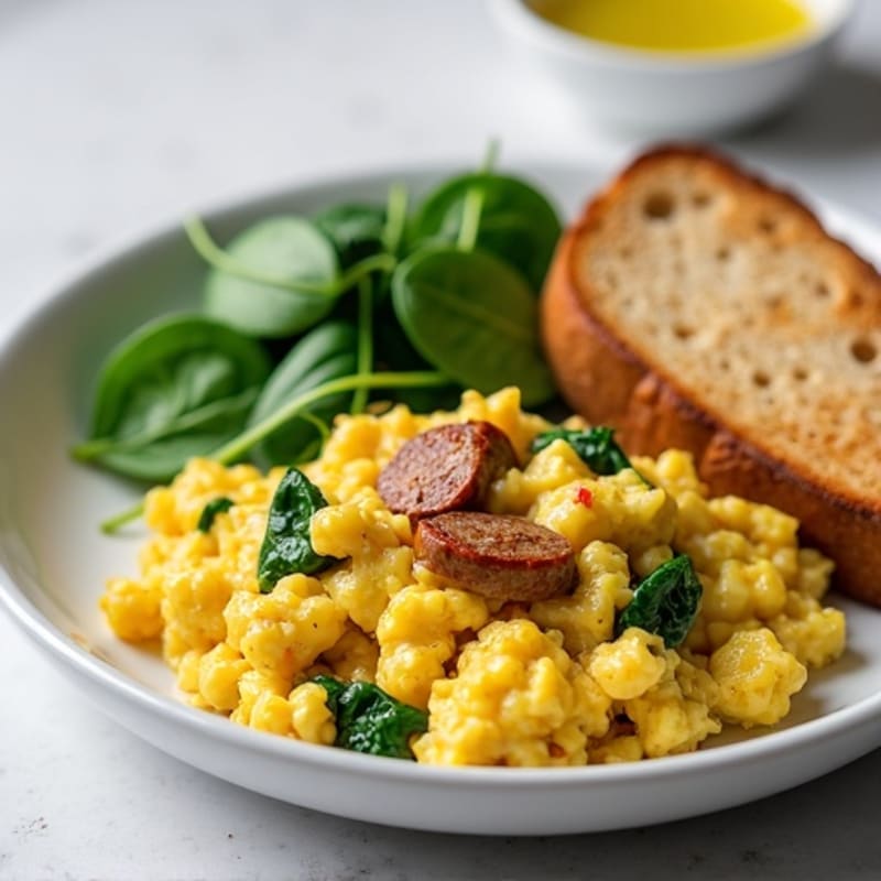 Egg White and Turkey Sausage Scramble with Spinach