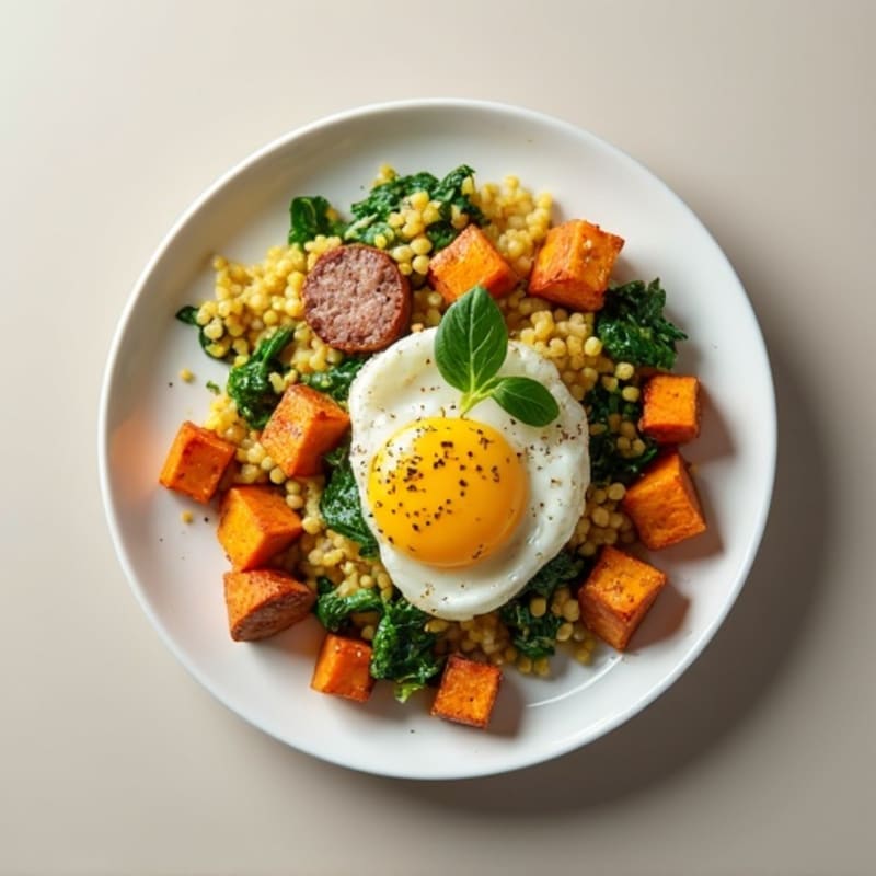 Egg White and Spinach Scramble with Turkey Sausage