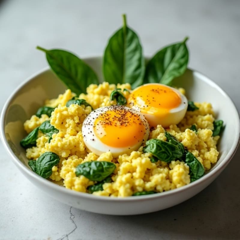 Creamy Avocado Scrambled Eggs with Fresh Spinach