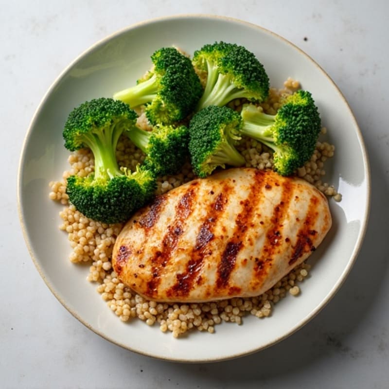 Grilled Chicken Breast with Quinoa and Steamed Broccoli