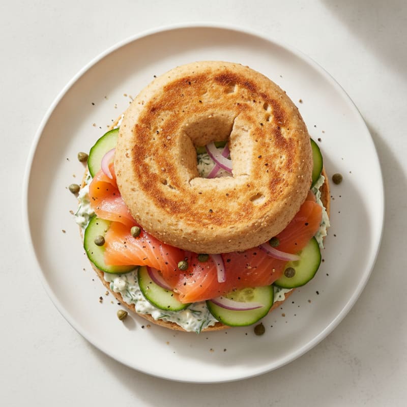 High-Protein Smoked Salmon Bagel with Lemon-Dill Spread