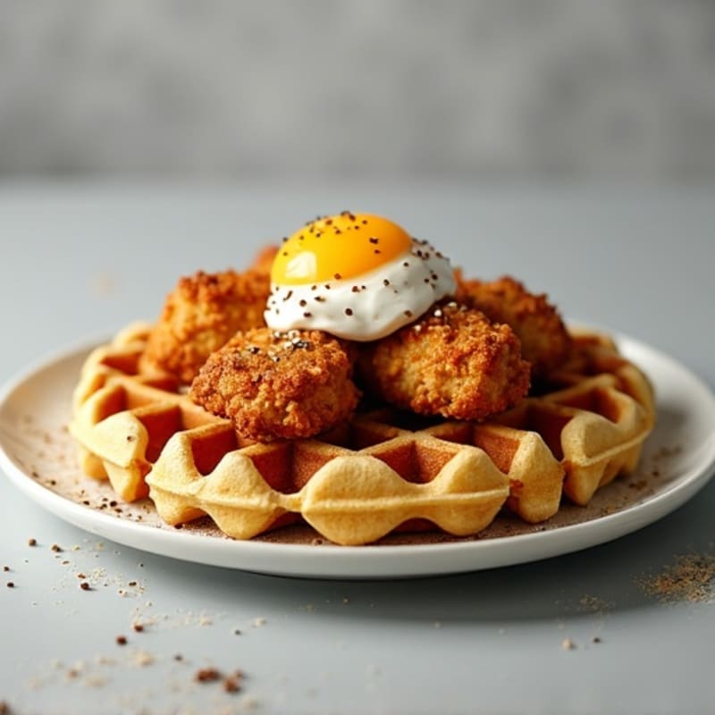 Crispy Baked Chicken with Fluffy Whole Wheat Protein Waffles