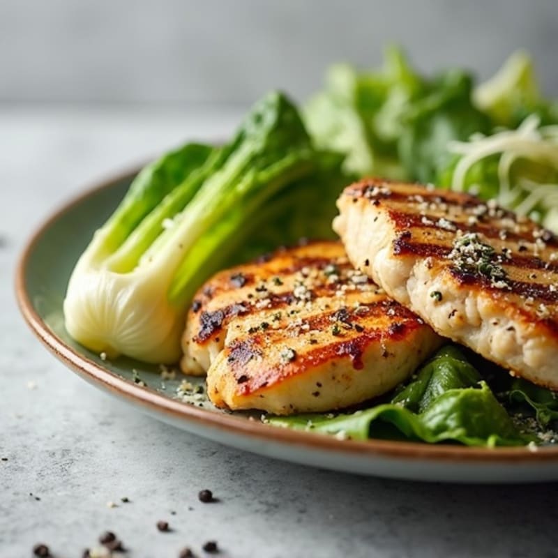 Grilled Chicken Caesar Salad with Crispy Romaine