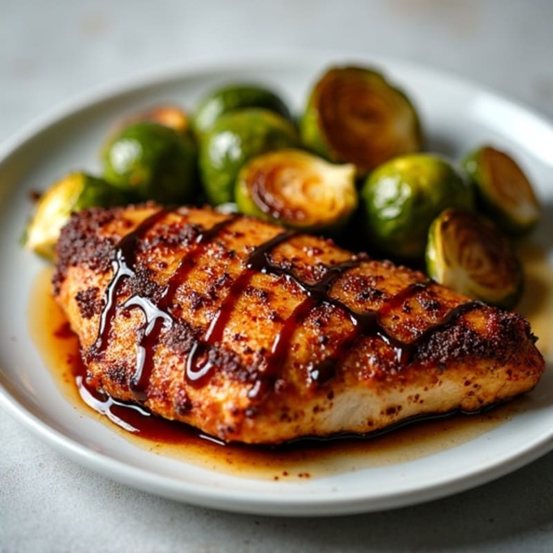 Crispy Balsamic Glazed Chicken with Roasted Brussels Sprouts