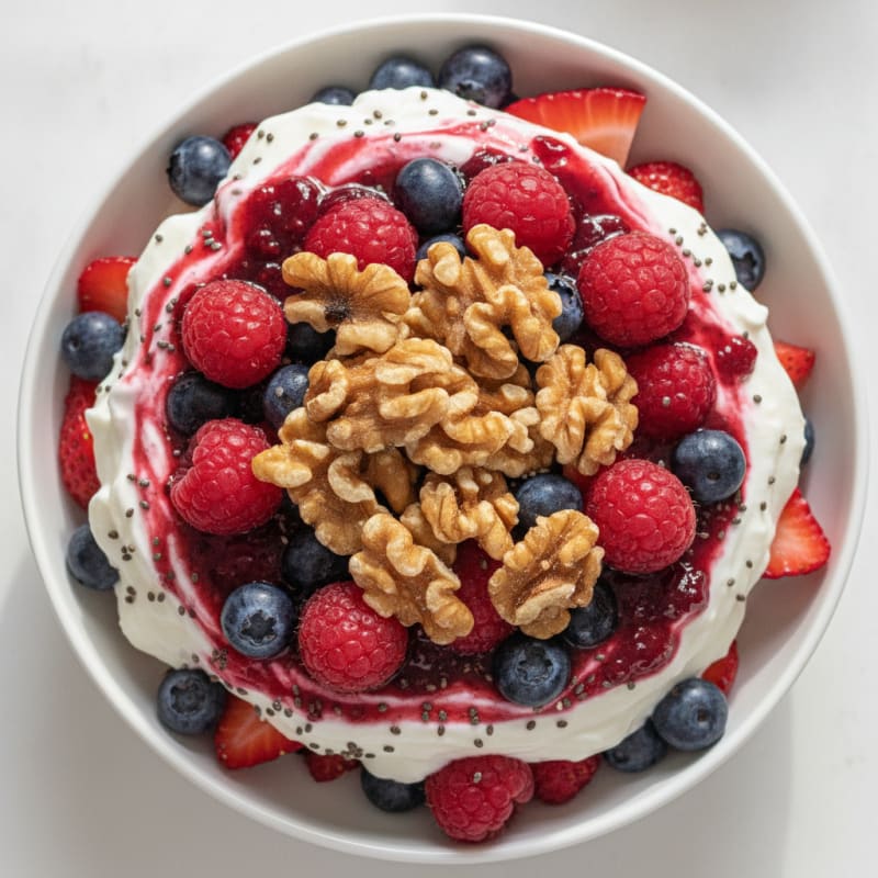 Silky Greek Yogurt Protein Parfait with Mixed Berries