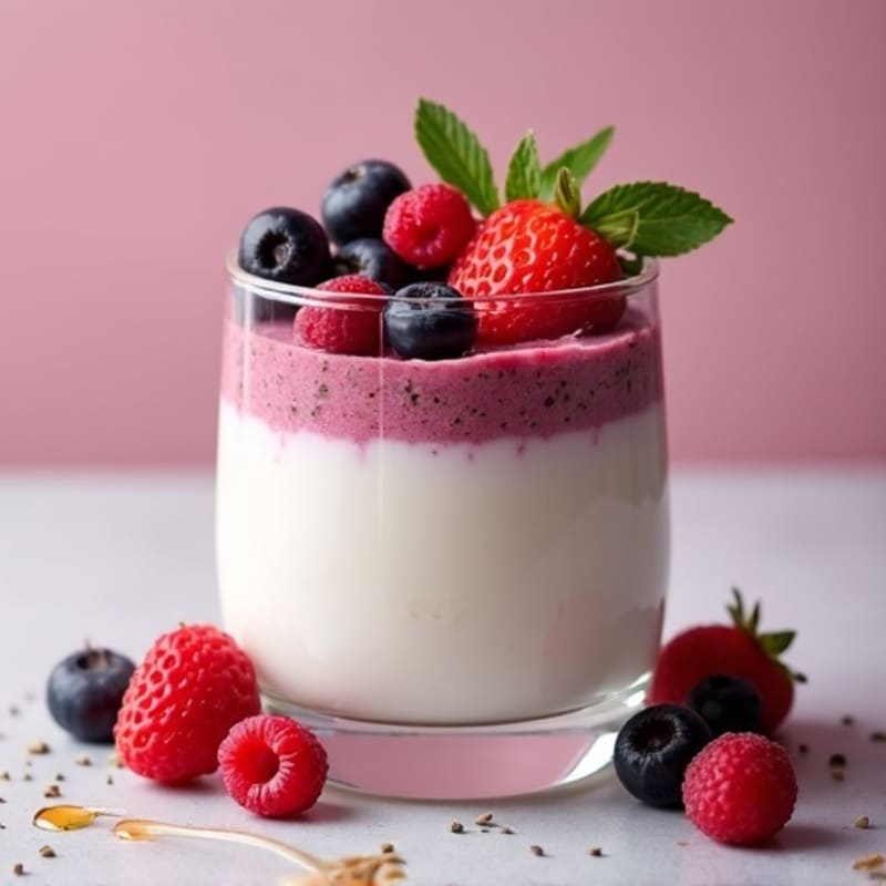 Greek Yogurt Protein Pudding with Mixed Berries